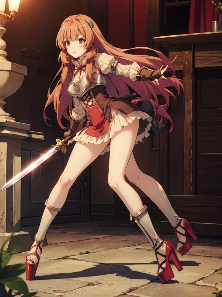 Raphtalia in sexy open platform high heels sword fighting