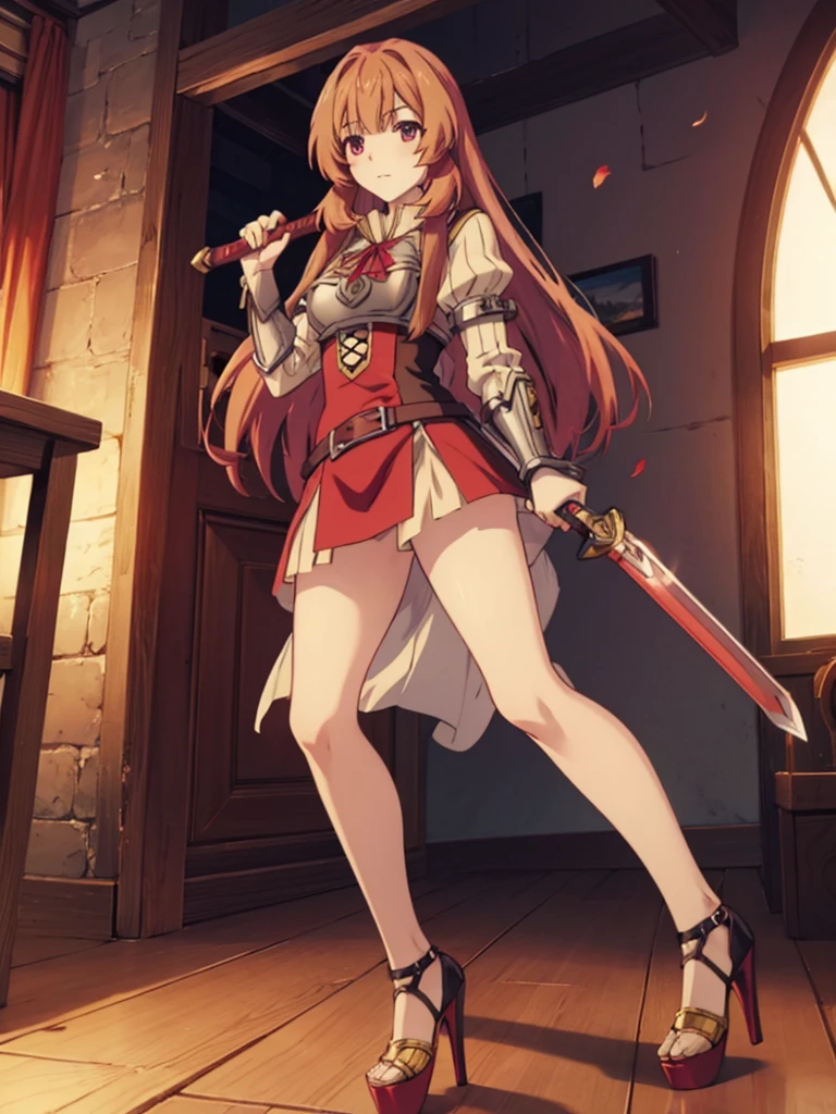 Raphtalia in sexy open platform high heels sword fighting  