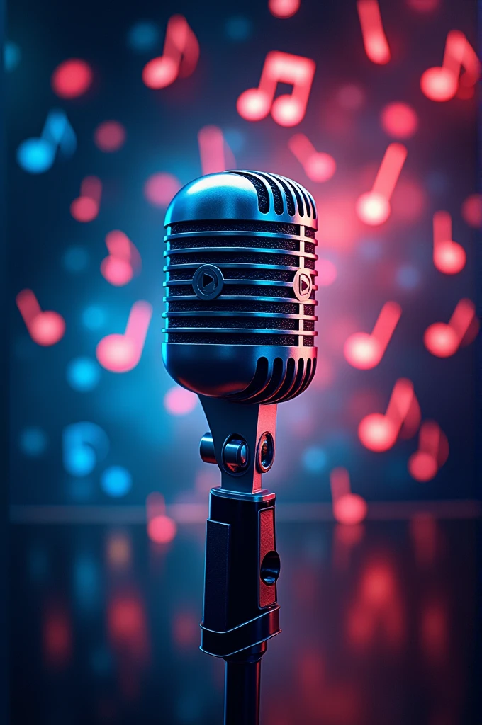 Musical notes and a microphone in the middle for a book cover