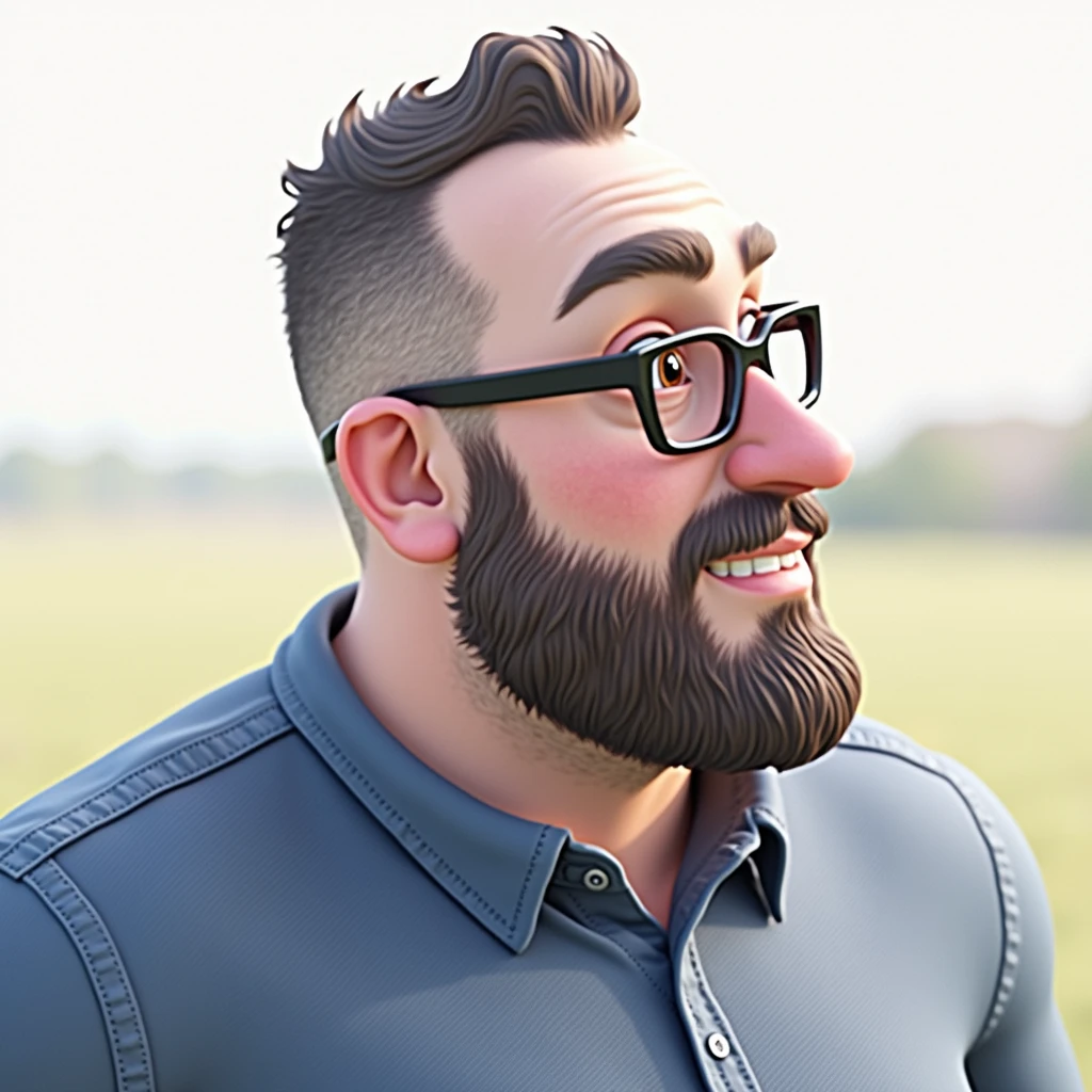 Cartoon character of a man in black glasses and blue shirt, animation character, stylized character, animation style rendering, 3d stylized, Arnold Maya rendering, Stylized 3D rendering, toon render screenshot, 3d character, 3d character, Stylized 3D rendering, 3D character rendering, cartoon character, Personagem de close up, character posing,  (Pixar-style) (master part:1.2) (bokeh) (best qualityer) (skin detailed) (detailed texture) (8k) (Argilla) (cinematic lighting) (sharp focus