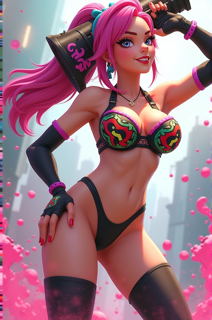 Splatoon、Girl、Have a Splattershot、Big Breasts、bra swimsuit