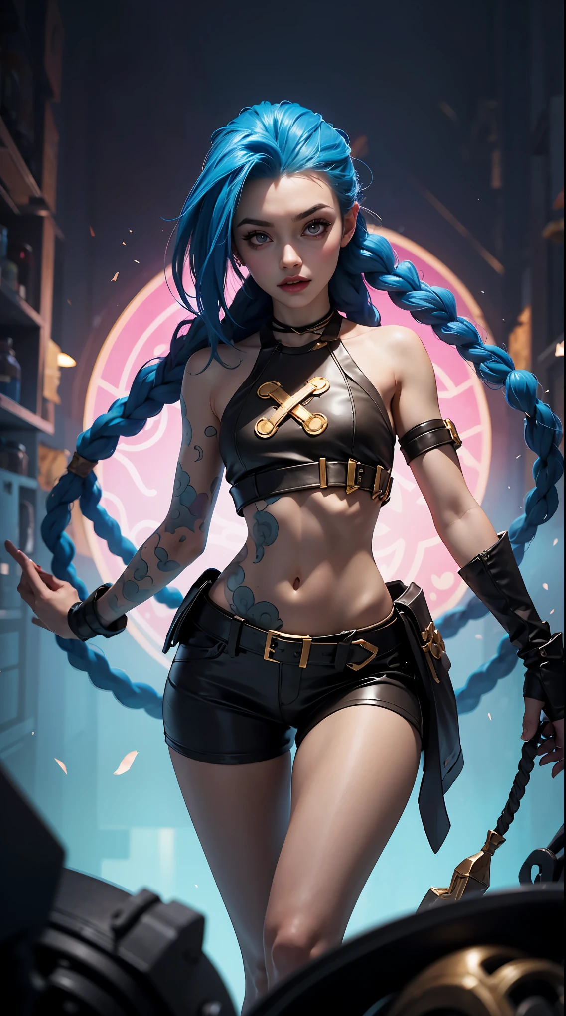 Jinx League of legends, Крупный план, голая