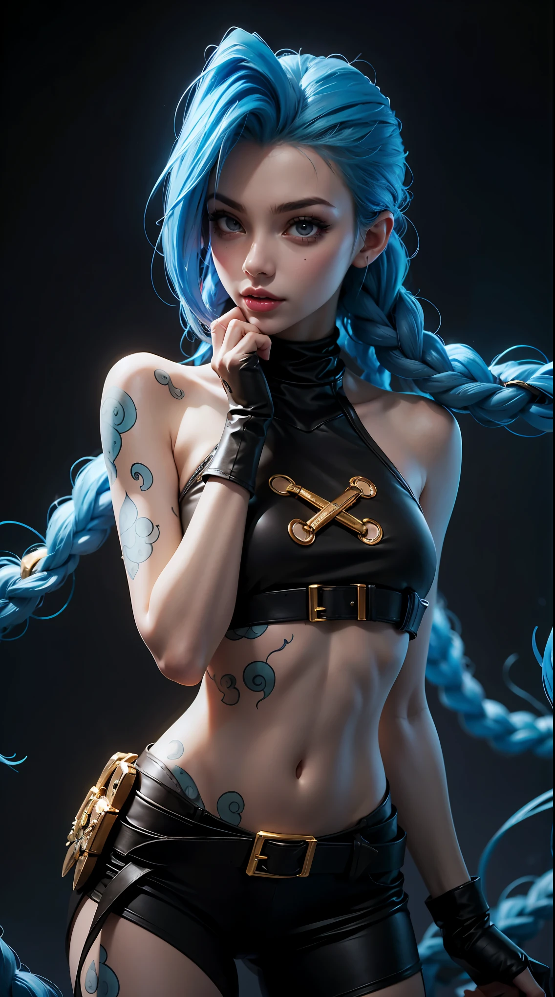 Jinx League of legends, Крупный план, голая