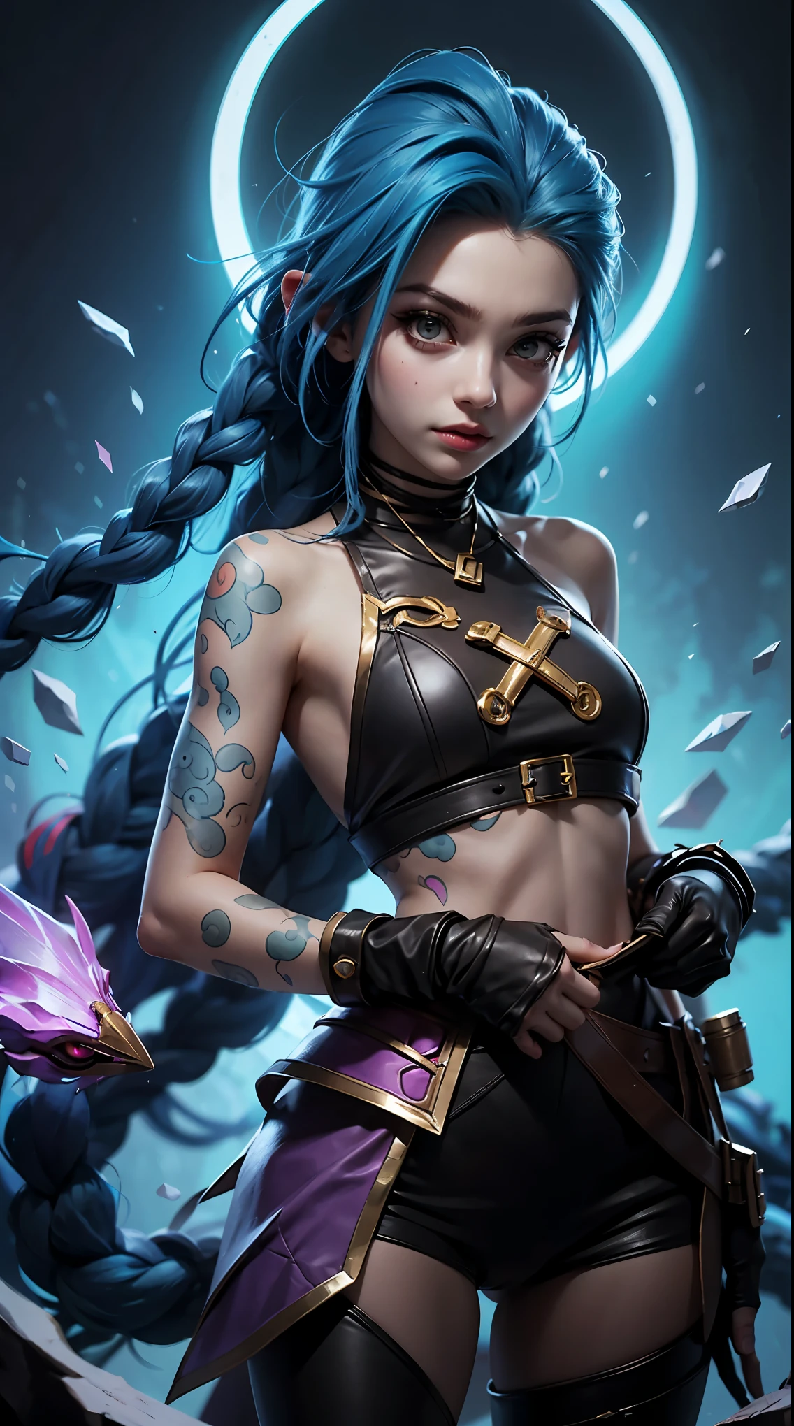 Jinx League of legends, Крупный план, голая