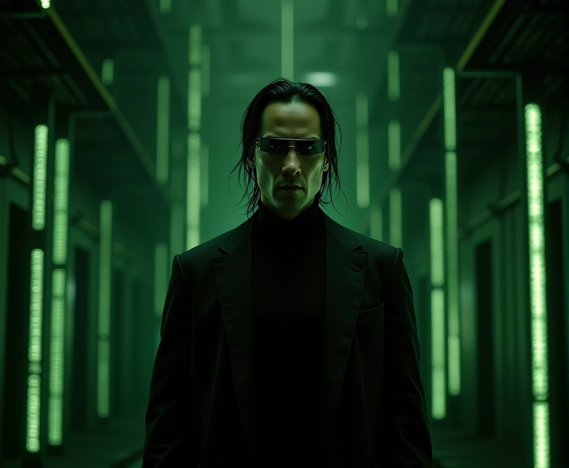 The Matrix，Keanu Levi，Movie Level，8k，Hyperrealism，Photography style，Movie special effects