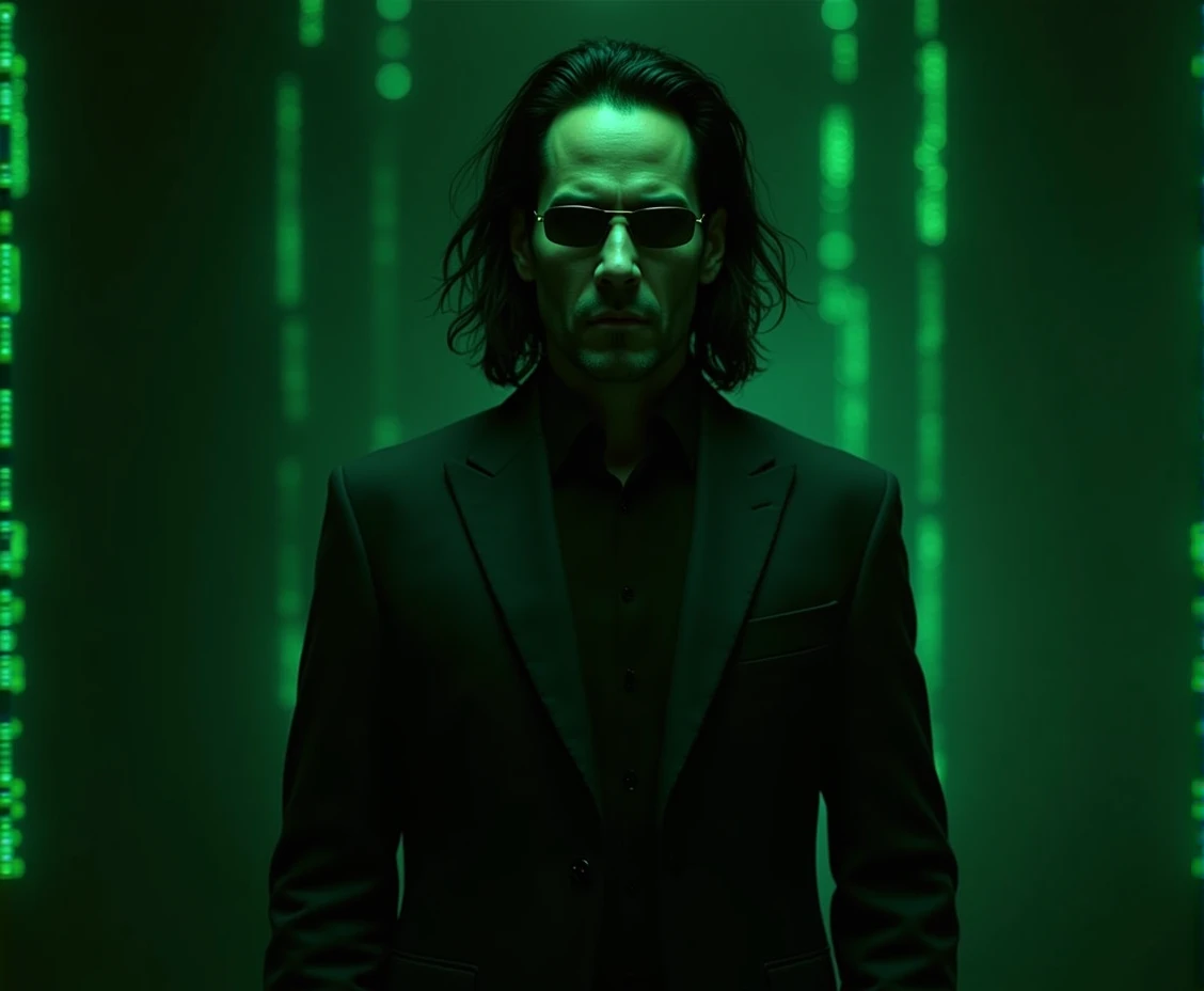 The Matrix，Keanu Levi，Movie Level，8k，Hyperrealism，Photography style，Movie special effects