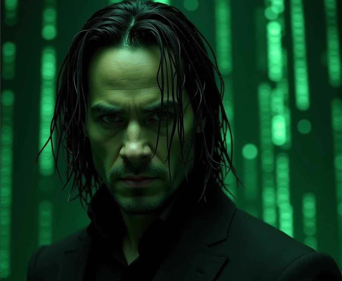 The Matrix,Keanu Levi,Movie Level,8k,Hyperrealism,Photography style,Movie special effects
