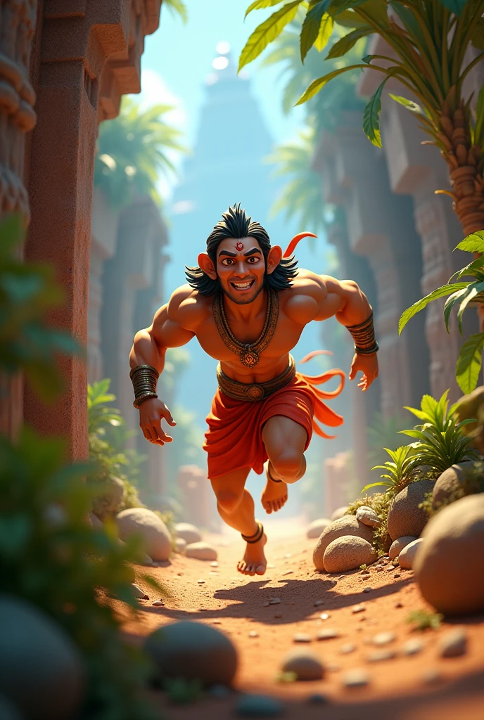 In cinemate 3d cartoon hanumaan, jo raam ke anany bhakt aur sevak hain, seeta kee khoj ke lie lanka pahunchate hain. lanka mein pravesh karane ke baad, hanumaan anekon raakshason aur suraksha vyavastha ko chakama dete hue ashok vaatika pahunchate hain, jahaan seeta ko rakha gaya tha.,