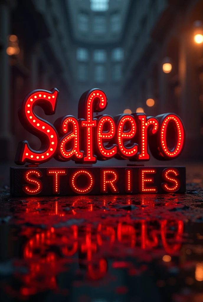 Create YouTube banner named "Safeero Stories" In red colour and bold and fancy text