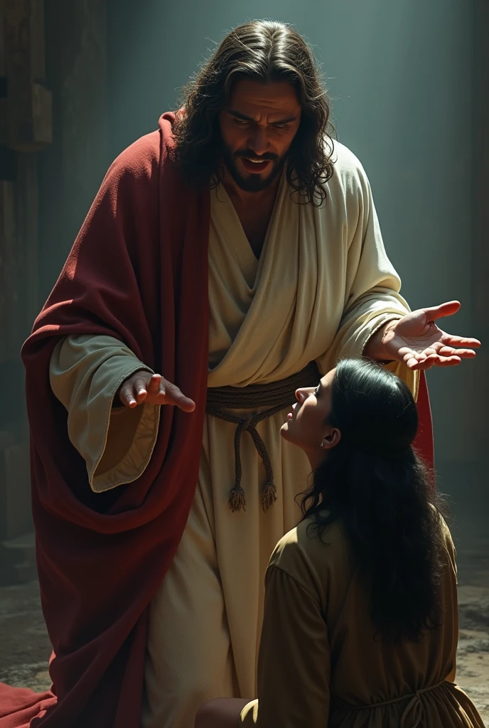 create an image of Jesus saying I do not forgive you Isidora