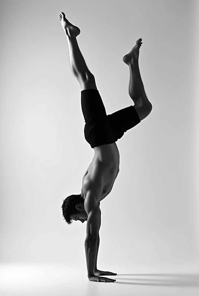 Man doing handstand in black and white 