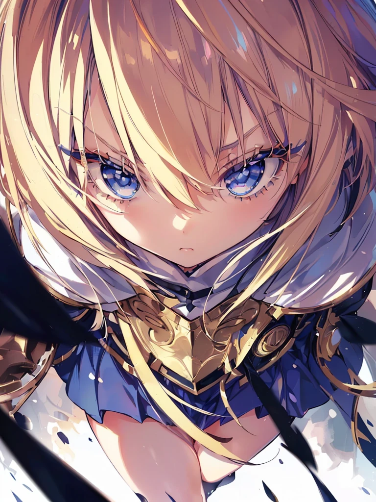masterpiece, Highest quality, Very detailed, High resolution, anime,One girl,Navy blue original uniform(Small body) (Little Girl:1.5), (blonde:1.5)(eyelash:1.2) (Blue eyes:1.5), (Beautiful fine details:1.4) (Short Bob Hair:1.4), (Blue eyes)(Big Breasts:1.3) (White skin:1.2)Height: 130cm, original character, Fantasy, View Viewer