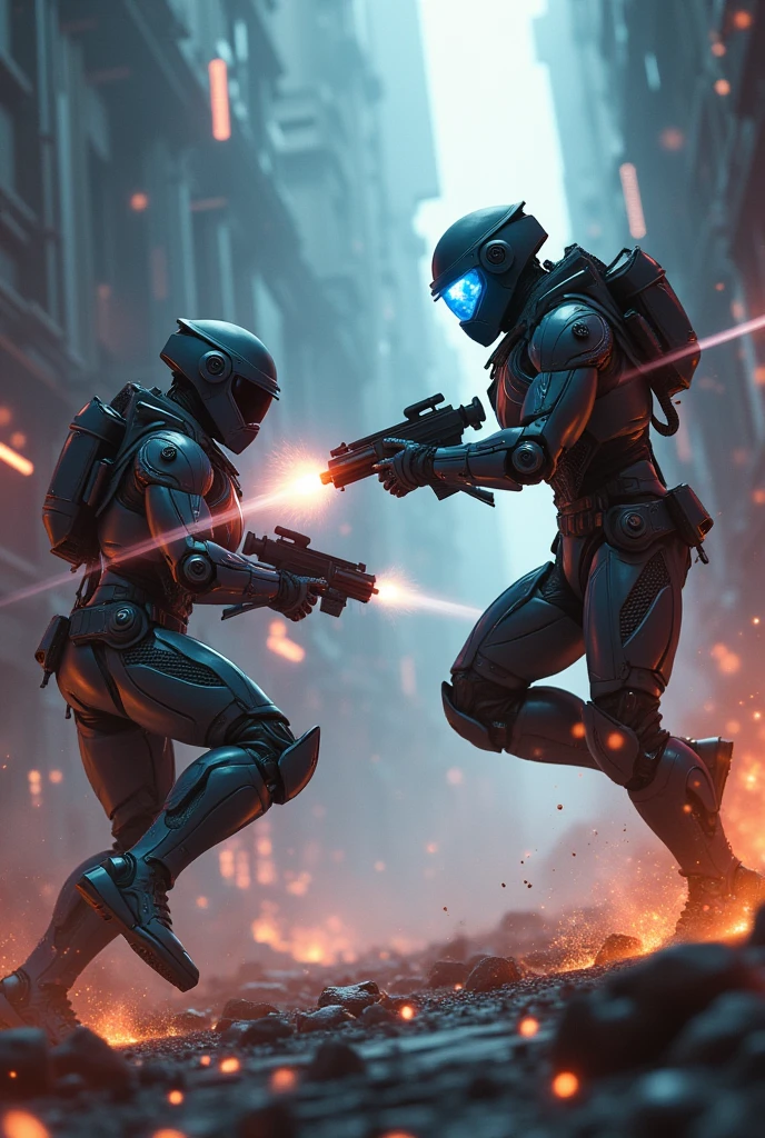 A cyber soldier fighting another cyber soldier 