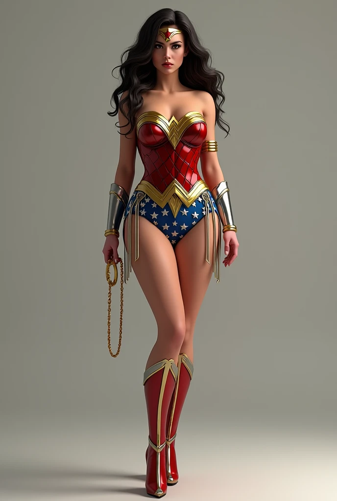 Create Salma Hayek in a naked Wonder Woman costume