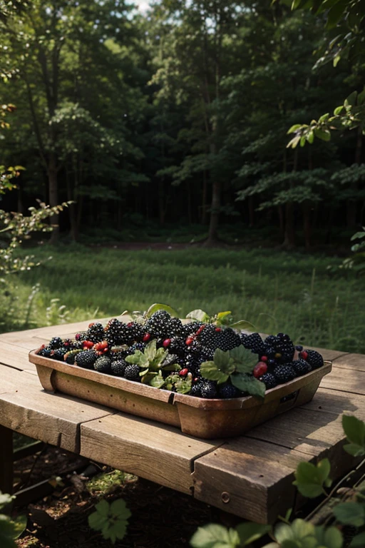 blackberries by the millions, strawberries, Forest fruits and green diamonds