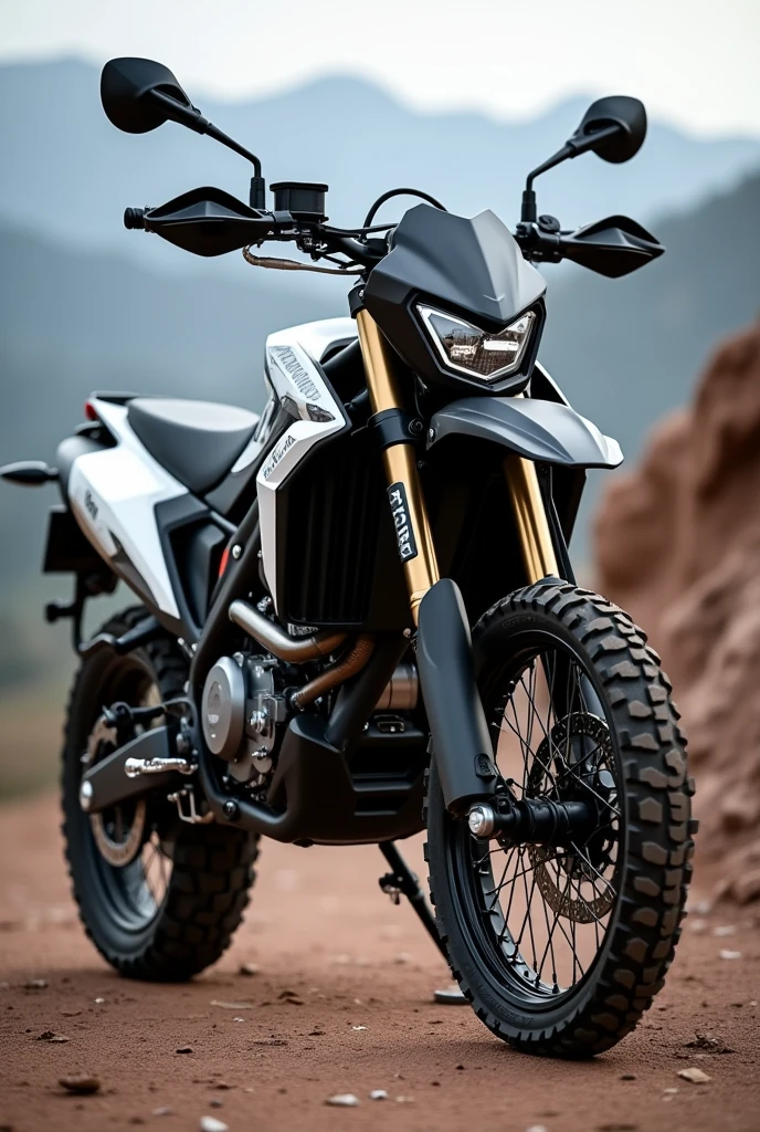 Create the Tauro turbo crx 250 (It is an enduro motorcycle )with the colors black and white

