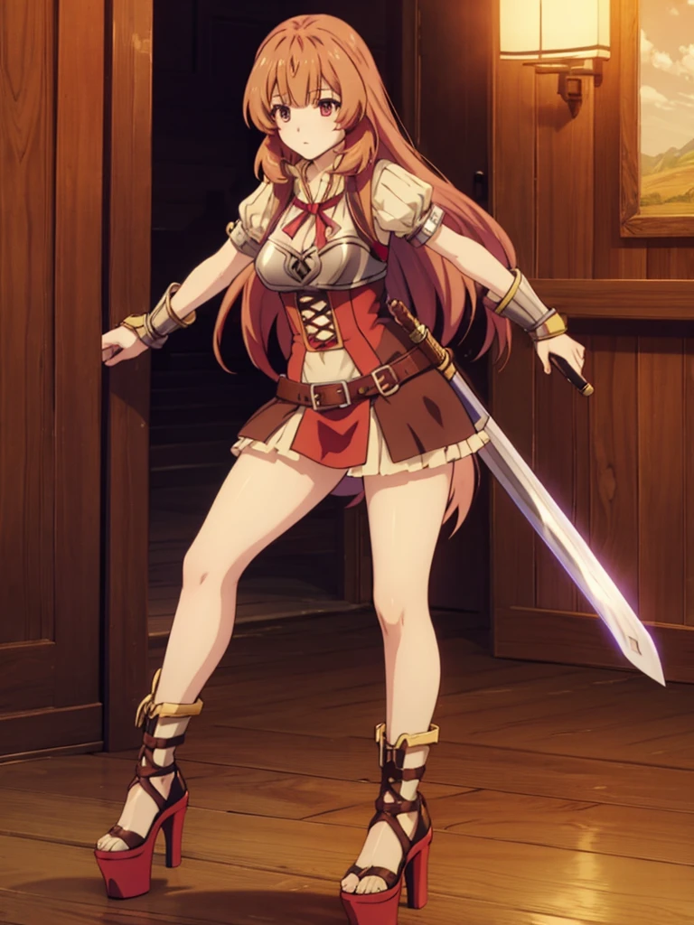 Raphtalia in sexy open platform high heels sword fighting  