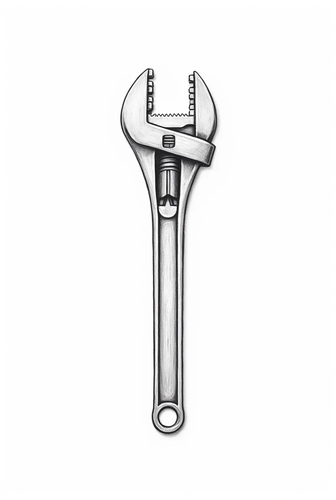best quality, highres, masterpiece:1.2, ultra-detailed, realistic:1.37. , white background, monochromatic, line drawing, sketch., ensuring the lines are clear and well-defined for easy coloring. Make a picture that can be titled " my first crescent wrench "