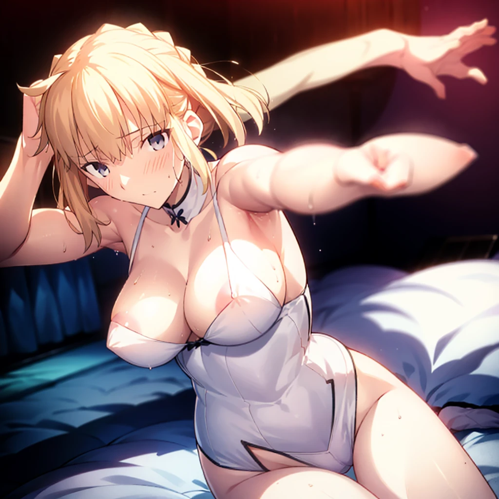 High resolution, 最high resolution,high resolution,{Things to know_f de stay night ufotable:1.15}, Rubio_ Best Quality, masterpiece, フルnude,Sweatだく,Blushing,smile,Armpitアップ,Sweat,Armpitを広げて見せている,bed,Moist,Blonde,whole body,pubic hairあり,Love juice,Armpit,side,sideの下,Armpitの下,sideアップ,Sweatをかいている,sideSweat,Upper Body, 1 person,sideズーム,Armpitズーム,Armpitを見せつける,sideを見せつける,両Arms behind head,nude,Raise your arms, Inner cavity reflection,whole body,Two arms,Alone,sexy,1 personだけ,Looking at me,膣からsemenが垂れている,front,pubic hair,Obscene lines,Ray tracing,Slender body,E Cup,Embarrassing,Armpit強調,side強調,ArmpitSweat,sideSweat,Wet Skin,Open your mouth,Noise Reduction,((Place your hands behind your head)),Emphasis on the crotch,Chest Enhancement,stage,Perfect lighting,体をfront,Look up,looking at the camera,真front,I don't want to go away.,体をfront,両Raise your arms,両Arms behind head,Embarrassing,Hands behind head,Hotel Rooms,bedの上,全naked,naked,膣からsemenが垂れている,bedに横たわる,,フルnude,オイルを塗ったテカテカのsideの下を見せる、オイルを塗った光沢のあるsideの下:1.30、Surreal、sideの下、オイルを塗った光沢のあるsideの下:1.30、光沢のあるsideの下、オイルを塗ったぬるぬのsideの下:1.30、ぬるぬるした光沢のあるsideの下:1.20、明るく詳細なsideの下、sideの下の細かいシワ:1.7、リアルなsideのシワ:1.7、sideの下を照らす光:1.4、side毛穴の細部まで), Armpit見せポーズ,side見せポーズ,Nipples,Nipplesが立っている,No clothes,素っnaked,Armpitアップ,sideアップ,NaughtyなArmpit,Naughtyなside,Sweat,Naughty,Arms behind head,Armpitを広げる,sideを広げる,Embarrassed look,Love juiceが垂れている,NaughtyなPussy,体をfrontへ,pubic hairが生えている,pubic hair,semen,semenまみれ,Naughtyな体,Naughtyな身体,NaughtyなPussy,Naughtyなgenital,genital,NaughtyなPussy,Naughtyなnaked,Naughtyなnaked体,Naughtyな肉体,Naughtyなボディー,恥ずかしそうにArmpitを見せている,恥ずかしそうにsideを見せている,lotion,lotionまみれ,Vaginal fluid,Vaginal fluidが垂れている,Love juice,Love juiceが垂れている,semenでベタベタ,Sticky with semen,Sperm,Spermまみれ,Spermでベタベタ,Pussy,Pussyを見せつける,Pussy,Pussyを見せつける,Embarrassed look,Groinにタトゥー,Groin,View your viewers,genital,女genital,湿ったArmpit,湿ったside,smile,4K,（8k）,Noise Reduction,Place your hands behind your head,Emphasis on the crotch,((Place your hands behind your head)),(Shiny, oily skin), Raise the hand, (Raise your arms above your head:1.5), Put your arms behind your head, sideの下, (sideの下 into viewer's face:1.5), (View your viewers:1.5), Raise the hand,蒸れたArmpit,蒸れたside, sideの下を露出させる,Armpitの下を露出させる,両手を頭に当ててbedに座わる,蒸れたArmpit,蒸れたside,Artoria Pendragon