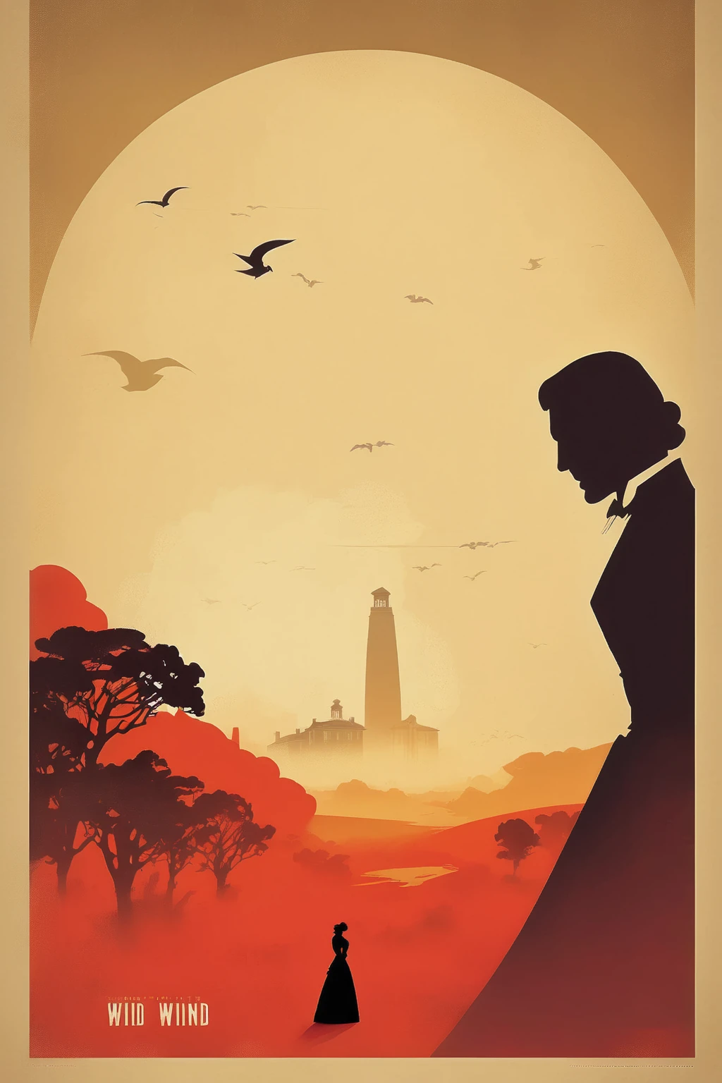 Olly Moss Style - Minimalist travel poster style『Gone with the Wind』