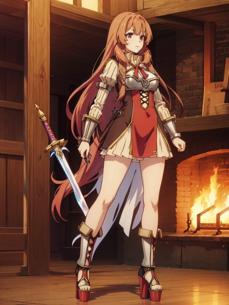 Raphtalia in sexy open platform high heels sword fighting  