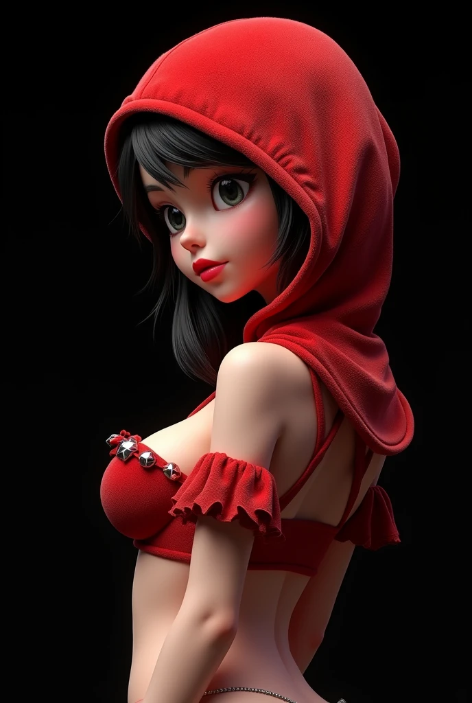 little Red Riding Hood nude at the florest, perfect eyes, beautiful face, pubic hair, small breast