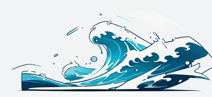 Wave design, Simple, pattern, Can draw, 美しいWave design, Japanese style、Ukiyo-e、No border、There is momentum、Monotonous colors、White background、Only waves、Full Screen、drop、round