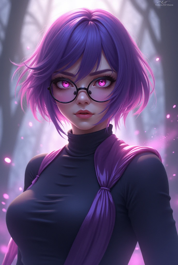 1 Girl, Mature female, masterpiece, mistress, goddess,short hair ,((Purple Hair)),Glasses