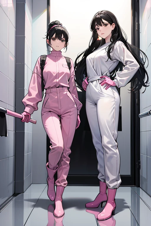 (CharacterSheet:1)anime screencap, hand on hip, short hair, black hair, purple eyes, hair between eyes, cowboy shot, (best quality), (ultra-detailed), (best illustration), (best shadow), masterpiece, high res, (loose wrinkly pink jogging pants, loose wrinkly blue hoodie:1.4), (basecap hat) , holding a hoe, smile, furrowed eyebrows, (butt:1.3), black hair, purple eyes, (thick thighs), small breasts , (multiple views, full body, upper body, reference sheet:1), back view, front view, (white background, simple background:1.2),(dynamic_pose:1.2), (masterpiece:1.2), (best quality, highest quality), (ultra detailed), (8k, 4k, intricate), (50mm), (highly detailed:1.2),(detailed face:1.2), detailed_eyes,(gradients),(ambient light:1.3),(cinematic composition:1.3),(HDR:1),Accent Lighting,extremely detailed,original, highres,(perfect_anatomy:1.2), 