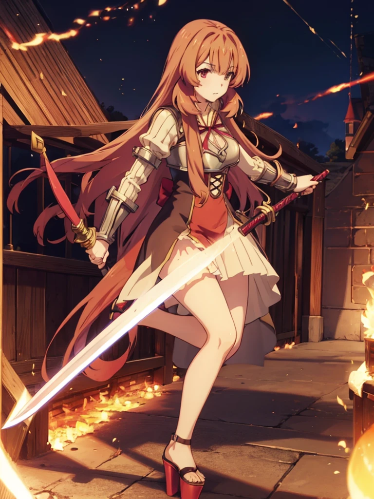 Raphtalia in sexy open toe platform high heels sword fighting  