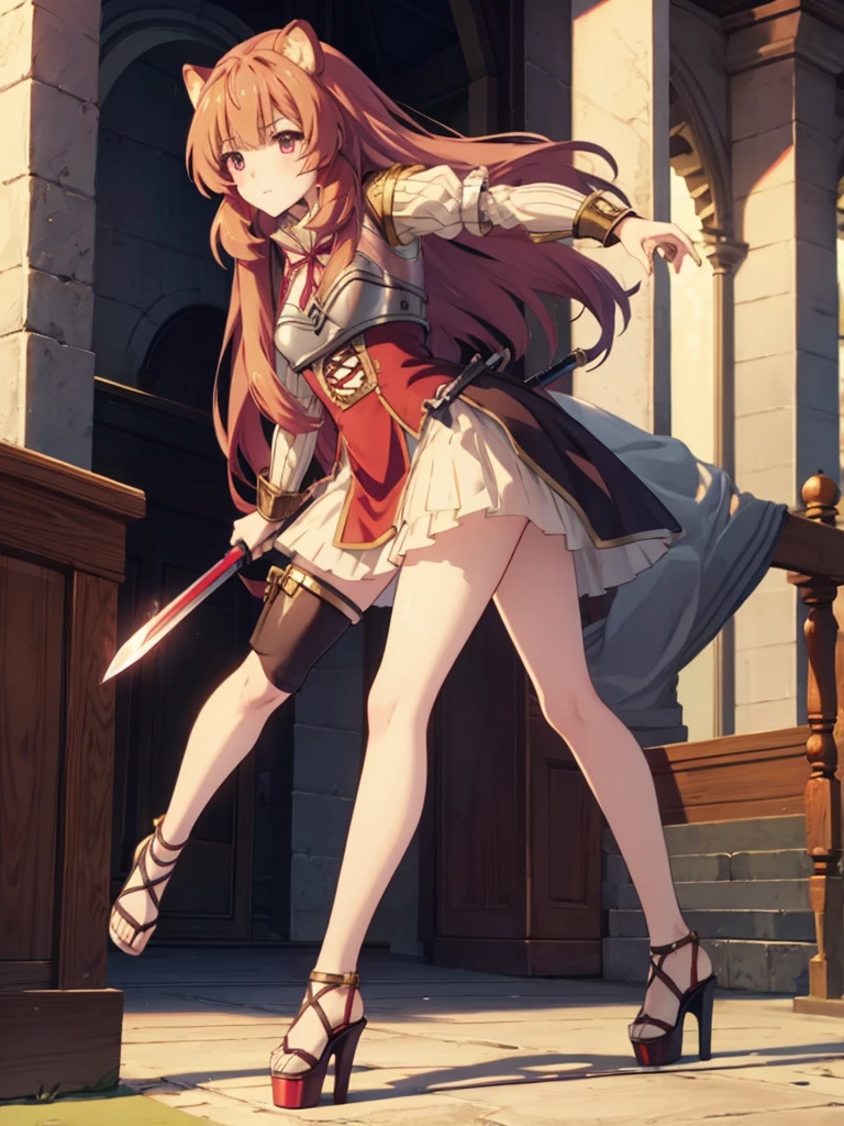 Raphtalia in sexy open toe platform high heels sword fighting