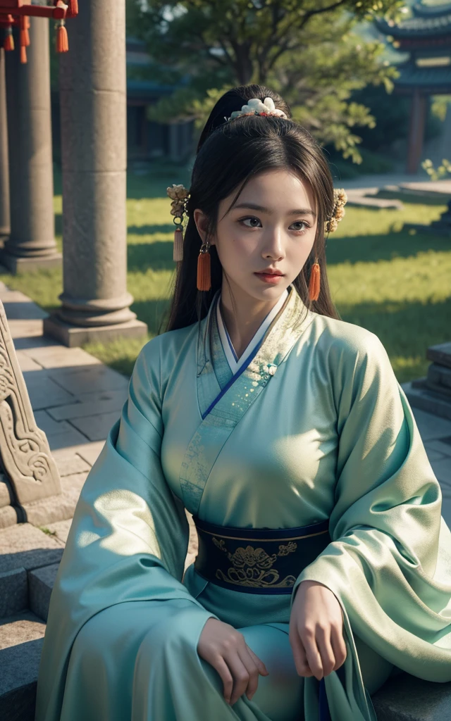 Game Art,Best picture quality,Maximum resolution,8K,(A bust photo),(portrait),(Head close-up),(Rule of Thirds),Unreal Engine 5 rendering works, (Future Girl),(Female Warrior),
20 year old girl,(Ancient Chinese general),Eyes full of details,(Large Breasts),Elegance and nobility,indifferent,brave,
(Wearing ancient Chinese clothing,Chinese Hanfu,Tang dynasty costumes,The costumes are rich in detail,Simple tones),Chinese characters,Fantasy style,
Photo poses,Wild background,Ancient building background,Movie Lighting,Ray Tracing,Game CG,((3D Unreal Engine)),OC rendering reflection mode
