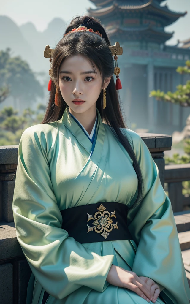 Game Art,Best picture quality,Maximum resolution,8K,(A bust photo),(portrait),(Head close-up),(Rule of Thirds),Unreal Engine 5 rendering works, (Future Girl),(Female Warrior),
20 year old girl,(Ancient Chinese general),Eyes full of details,(Large Breasts),Elegance and nobility,indifferent,brave,
(Wearing ancient Chinese clothing,Chinese Hanfu,Tang dynasty costumes,The costumes are rich in detail,Simple tones),Chinese characters,Fantasy style,
Photo poses,Wild background,Ancient building background,Movie Lighting,Ray Tracing,Game CG,((3D Unreal Engine)),OC rendering reflection mode