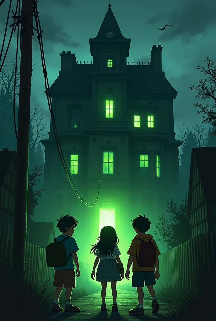 three friends Trico, Ana and Dudu are returning from school when they see a green light in one of the rooms of the Dimais Mansion., a haunted and long-abandoned place,