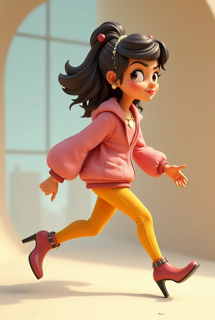 Animated character walking in heels