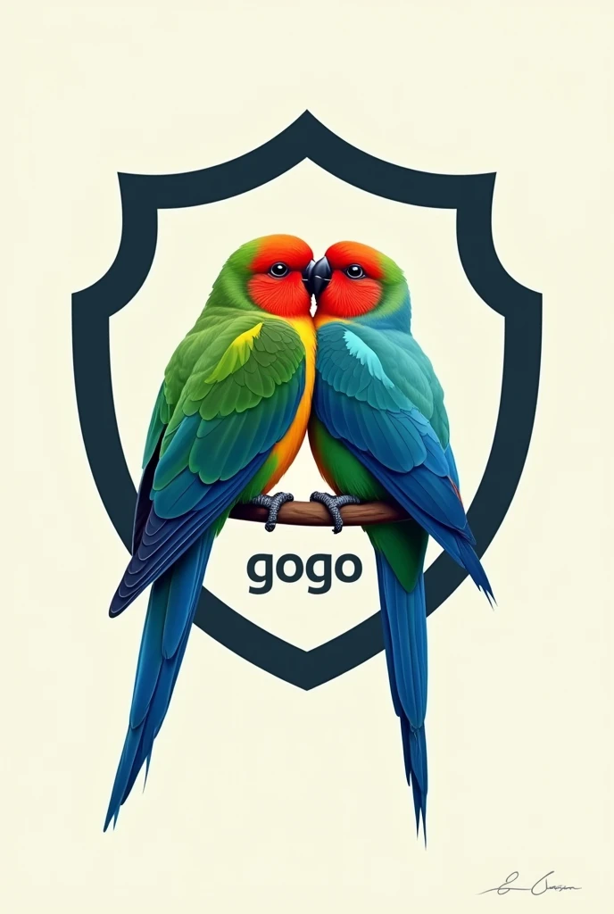 Lovebirds,shield logo,says gogo putra