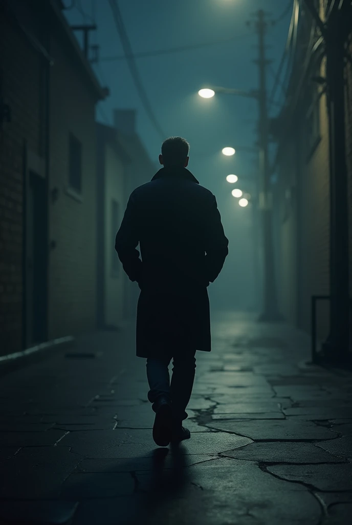 Alone man walking at night