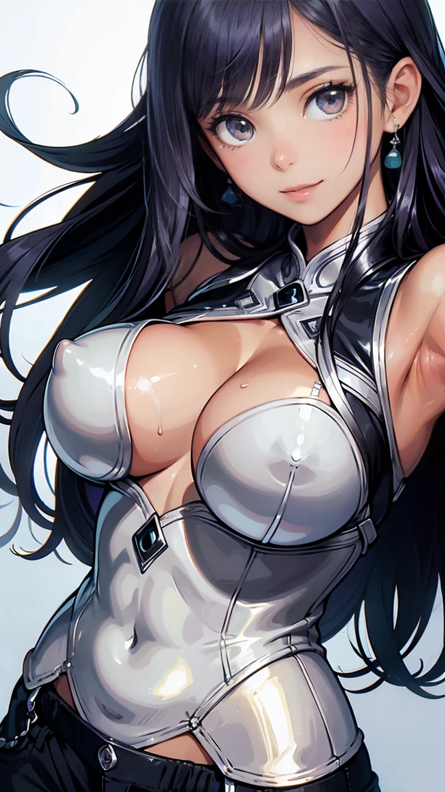 ((((highest quality)))), (((Ultra-precision CG 16K))), (((masterpiece))), (((Very detailed))), (((Extremely detailed))), (((Black outline:1.3, Written boundary depth:1.3 , Written soft outline, sharpness))), Maximum clarity and sharpness, Multilayer Texture, Surface Shading, Cinematic lighting, Beautiful details sparkle ,Perfect Proportions, Limited to one woman, BREAK accurate, Anatomically correct, Highly detailed face and skin texture, drawn in detail, Highly detailed facial and skin texture, Detailed eyes, beautiful hair, Beautiful Japanese Idol face, Beautiful and beautiful eyes, Beautiful body, Beautiful breasts, Beautiful thighs, Beautiful legs, Beautiful fingers, (Beautiful views) , skinny body, ((Beautiful Skin)), ((Skin Texture)) BREAK breast enlarged, medium Breasts, rocket breasts, (((perky breasts))), ((covered nipples)), slender waist, ( narrow eyes, blush, determined expression, hot, sweaty , Heavy breathing,) , (streaked hair, hair intakes, colored inner hair, ) BREAK (((wearing oversized printed sexy professional clothing , wearing wide-leg-pants, breasts is covered by outfit))) , wearing earrings, (((suntanned skin, tan lines))) , BREAK ( stick breast out, bending over, street fight, spotlighting ),(((looking at viewer, super detailed background , ))), BREAK (((portrait , close-up of face, bust-up shot, looking at viewer, )), (natural make), random angle, random situation , pinup magazine pose