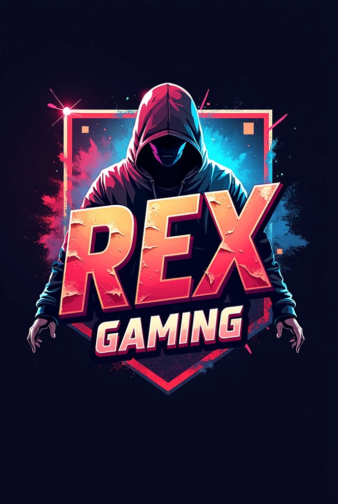 Please make me a logo that can be used as a profile picture on YouTube with a background image of Free Fire Bundle pic and REX Gaming written in the middle of the image look like Annime