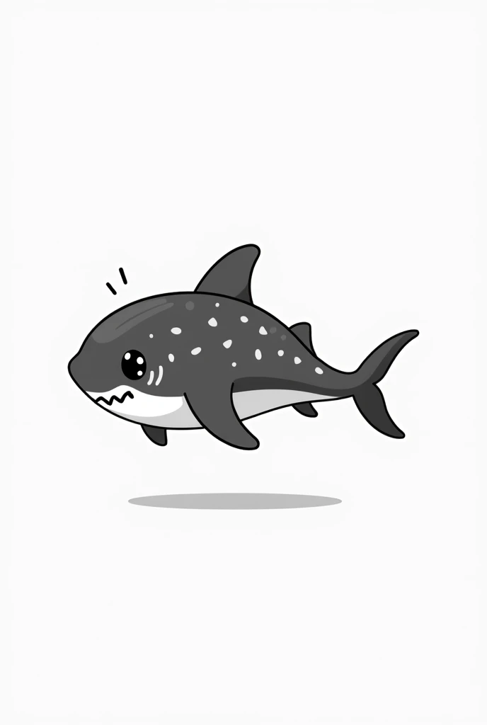 Generate a logo with the image of a black and white chibi whale shark