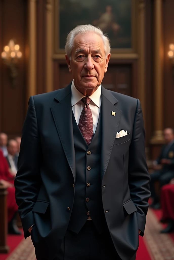 A man in a suit in parliament、67 years old