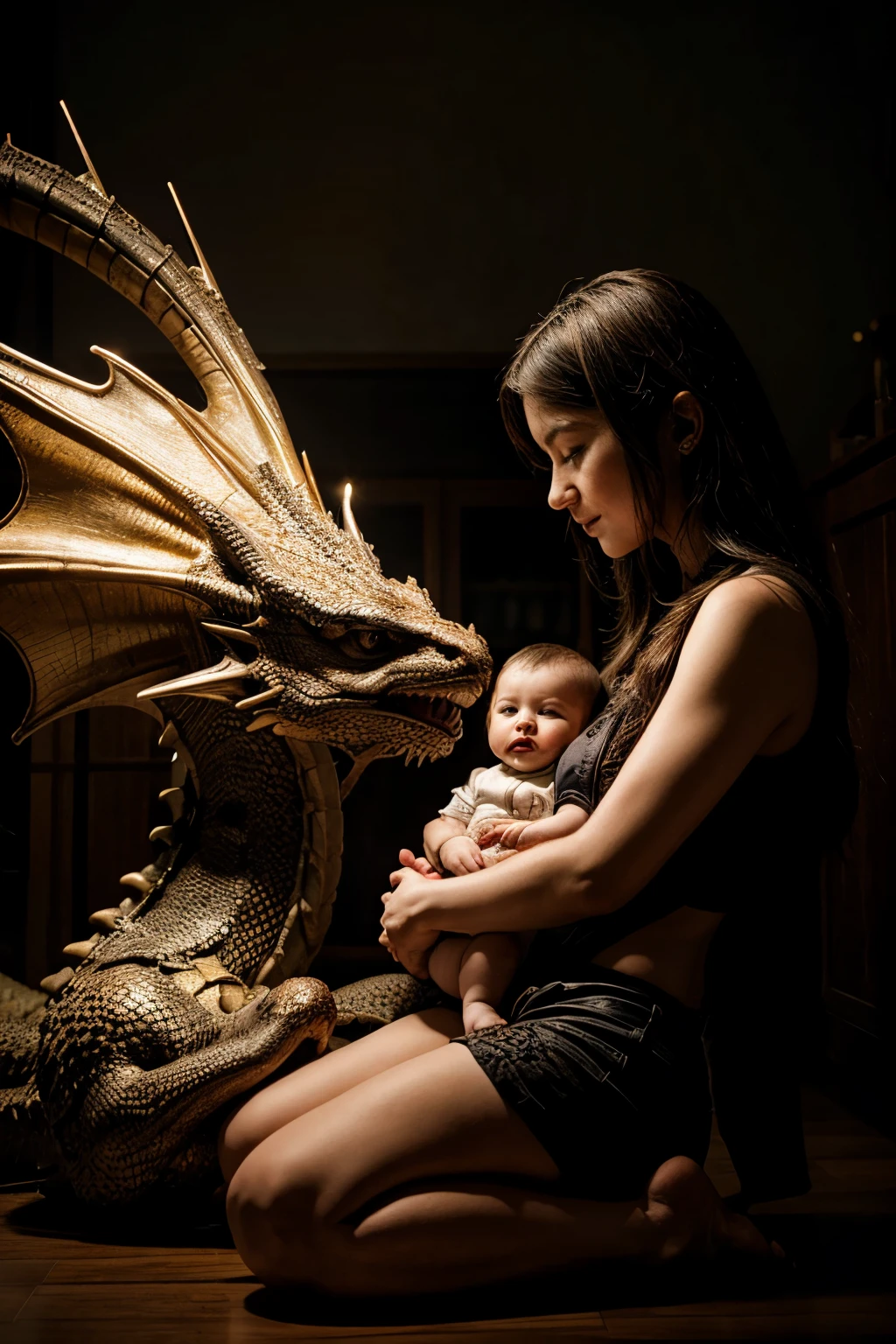 Dragon with human baby