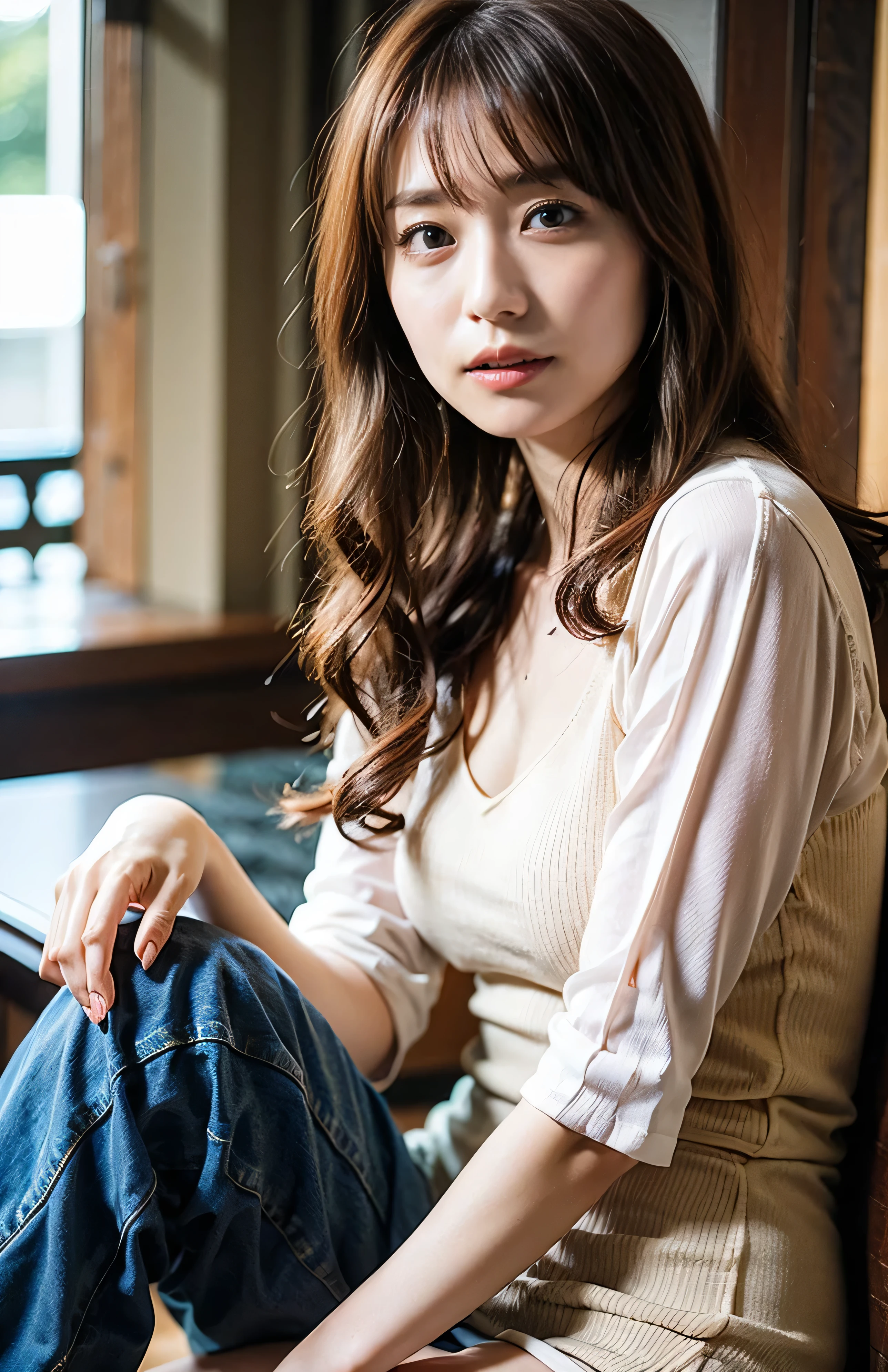 At the front desk of a luxurious inn、Midsummer Fashion、The sky turns red、Wet white t-shirt and jeans、、Light brown hair、Elegant hairstyle、Blue Eyed Woman、A woman with a cute upward gaze、When the sky gets dark、The sky turns red as the sun sets、Tight clothing that shows your body lines、、Elegant summer knitwear、Elegant summer sweater、Dress elegantly着こなす、Luxury Bagedium Shorthair:1.4））、The sun shines on her、Light brown hair、Light brown hair、The sky was dyed red、There are clouds、private's cute、Her ample breasts are obvious even through her clothes..、The shining sun is so beautiful、Dusk is approaching、Lens flare、I can see the sunset、（（Sunlight reflecting off the ocean、Ocean View、The sun shines on the sea、&#39;beautiful.、Small earrings、private&#39;evening、Birds are also flying、、Brown Hair Color、Tying up hair、The woman is on the right:1.4））、Luxury leather belts、Shiny clothes、Light beige hair color、Background Blur、Braid only the front hair、Light brown hair、｛｛Cowgirl Shot｝｝、（（Close-up shot from the waist up、Ample breasts:1.4））、Smile、Silk clothing、Ample breasts that can be seen even through clothes、Braid only the front hair、Cowboy Shot、Gorgeous white collared silk shirt and brown skirt、Dress elegantly、Luxury Bags、A lovely smile、（（Ample breasts））、Full body photo、ring、Short skirt、Tuck your hair behind one ear、Silver Necklace、smile、 Elegant ponytail、Caustics、Highly detailed photos、Very beautiful and ideal short hair、Super no makeup、(8k、RAW Photos、Highest quality、masterpiece:1.2)、(Realistic、Realistic)、1 girl、((Medium Short Hair、Looking into the camera:1.4))、Hair blowing in the wind
