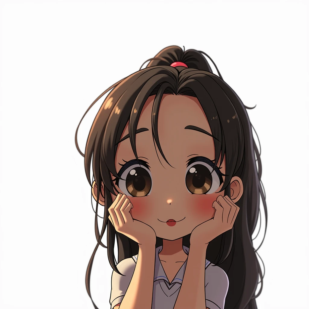 Focus on the face of a cute high school girl