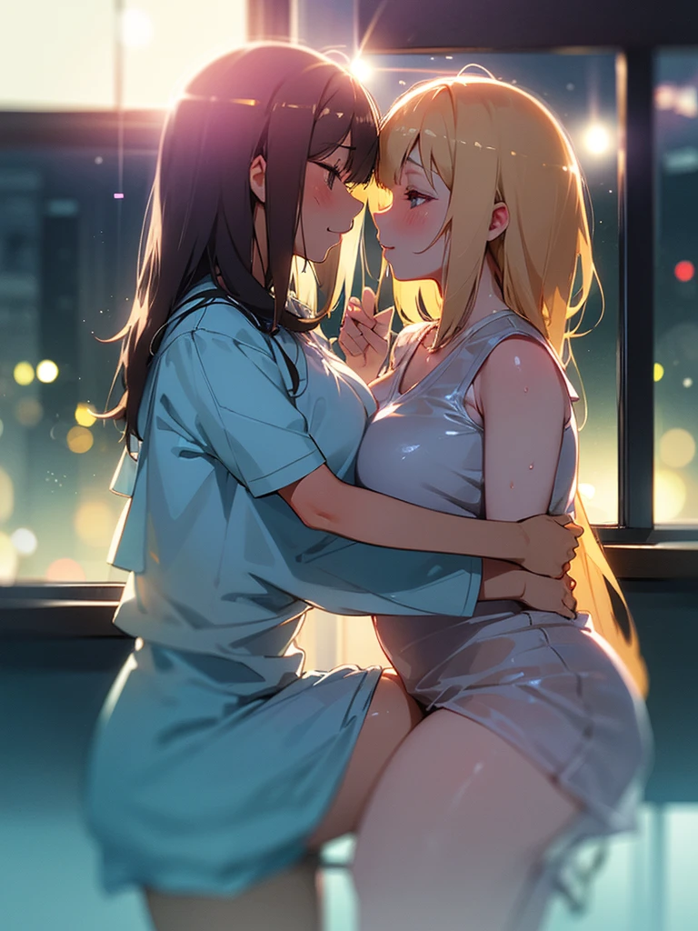 masterpiece, best quality, ultra high res, ultra-detailed, outside a convenience store in a park, pouring rain, (gigantic tits: 1.6), (dense pubic hair: 1.4), (without underwear: 1.4), (a group photo of 2 young girls are kissing with their tongues between them while being penetrated and cummed inside their mouth and while vomiting cum: 1.6), wet, cum, squirting, orgasm, saliva, lewd slutty face, ahegao