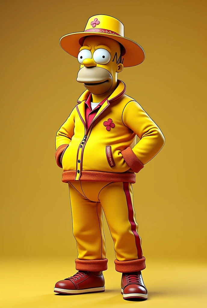 Make Homer Simpson with clothes and accessories, yellow hats and clothes with red eye