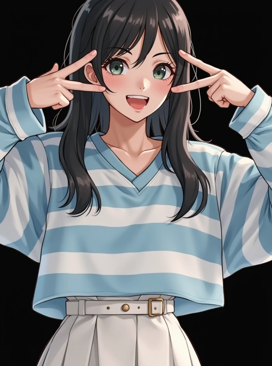 Focus on the face of a cute high school girl