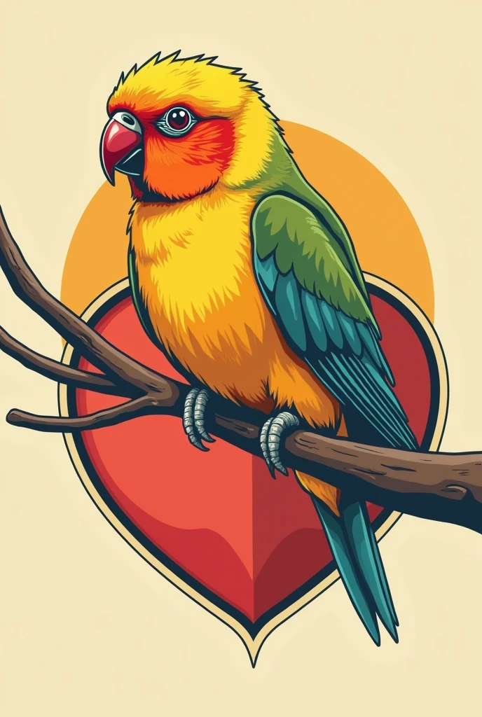 1 lovebird, says berani berkicau,vector shield logo,vintage