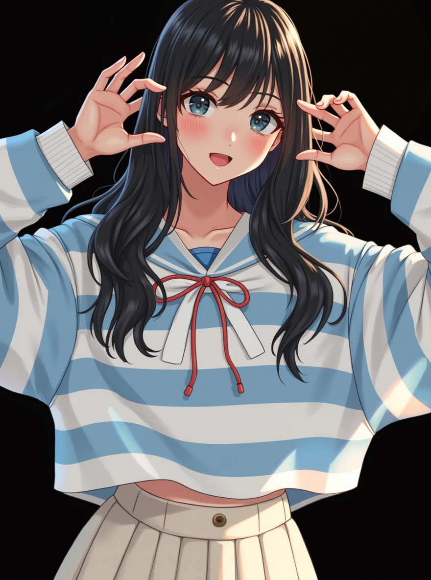 Focus on the face of a cute high school girl