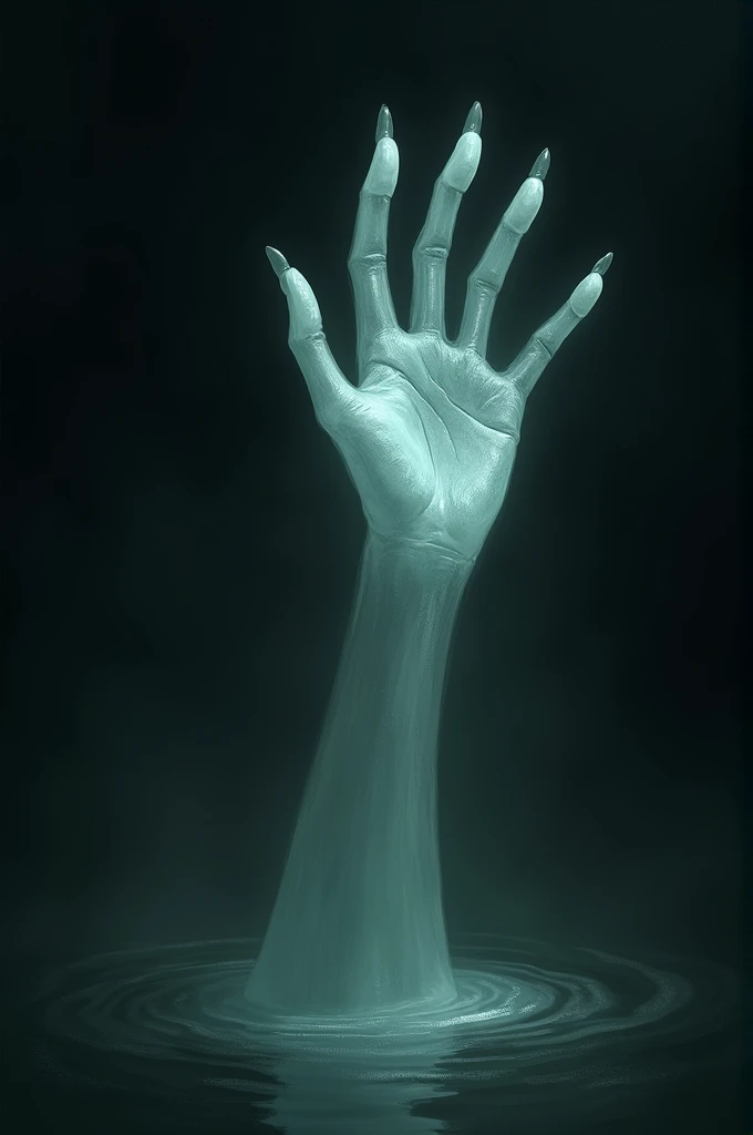 Emerging Hand: A hand, pale and ghostly, emerging slowly from the dark well, reaching towards Ranjani.